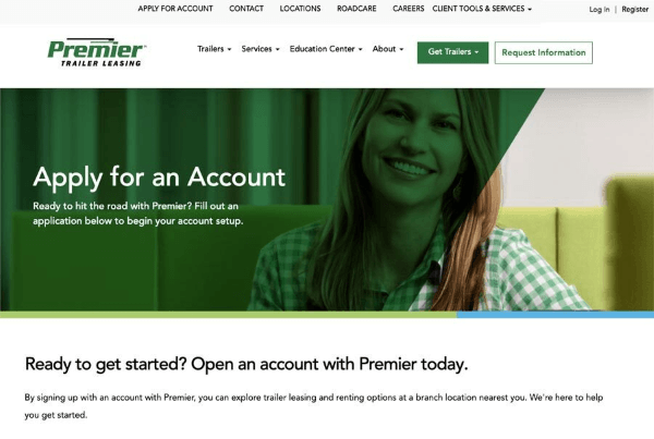 Apply for a Premier Account screen